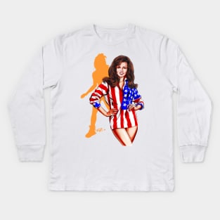 Raquel Welch - An illustration by Paul Cemmick Kids Long Sleeve T-Shirt